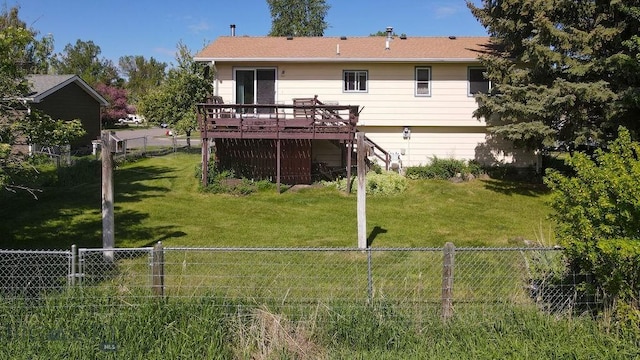 1716 S Rouse, Bozeman, MT 59715 - rear view of house with a deck, a fenced backyard, and stairs