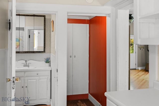 606 S Washington St, Dillon, MT 59725 - full bathroom featuring vanity and a wainscoted wall