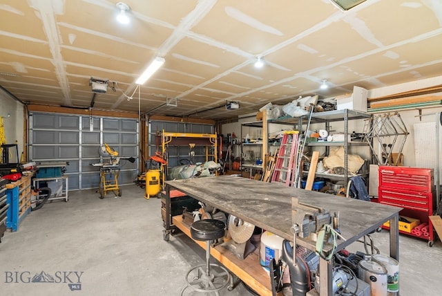 606 S Washington St, Dillon, MT 59725 - garage with a workshop area and a garage door opener