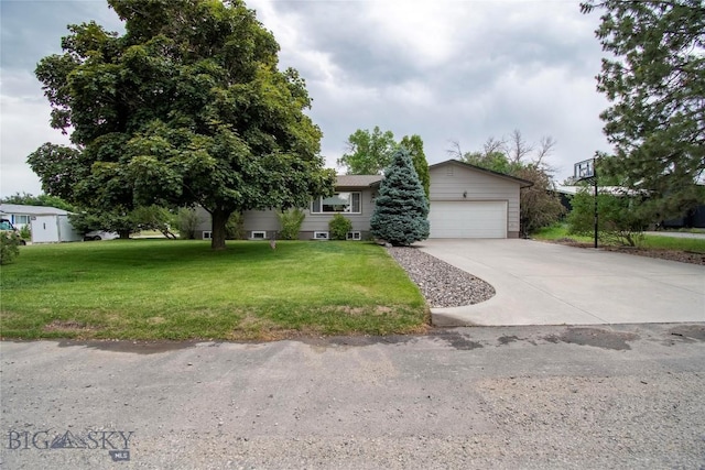 201 W 8th Ave, Big Timber, MT 59011 - view of front of house featuring an attached garage, concrete driveway, and a front lawn