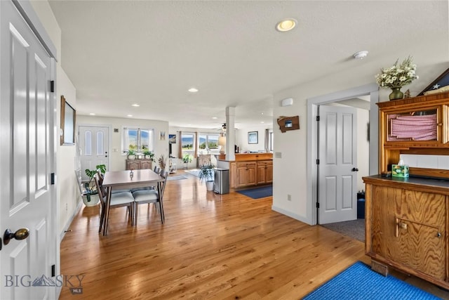 818 N 13th St, Livingston, MT 59047 - dining area featuring light wood finished floors and recessed lighting