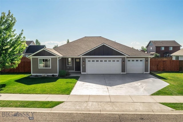 1705 Ingomar Blvd, Belgrade, MT 59714 - ranch-style house with an attached garage, board and batten siding, driveway, and a shingled roof