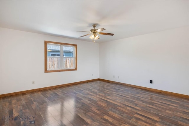 616 W Adams St, Three Forks, MT 59752 - unfurnished room featuring a ceiling fan and dark wood finished floors