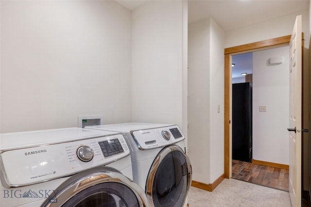 616 W Adams St, Three Forks, MT 59752 - laundry room featuring washer and dryer and carpet floors