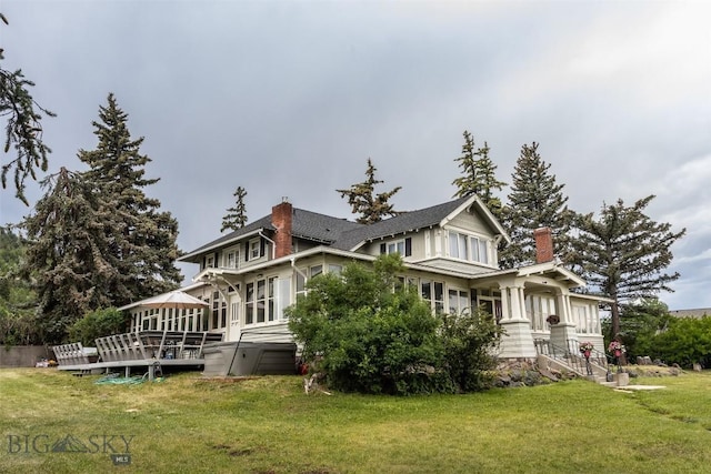 300 Holmes, Butte, MT 59701 - view of home's exterior with a chimney, a yard, and a deck
