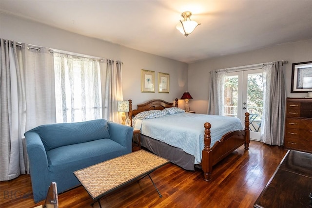300 Holmes, Butte, MT 59701 - bedroom featuring access to outside, dark wood finished floors, and french doors