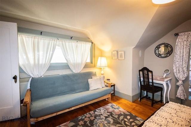300 Holmes, Butte, MT 59701 - living area featuring wood finished floors and vaulted ceiling