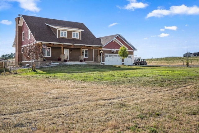 219 Rolling Glen Ranch Loop, Three Forks, MT 59752 - craftsman house with a porch, a front lawn, and a chimney