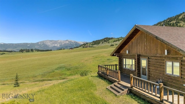 3500 Jackson Creek Rd, Bozeman, MT 59715 - view of yard with a deck with mountain view and a view of countryside