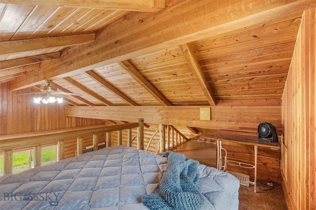 3500 Jackson Creek Rd, Bozeman, MT 59715 - carpeted bedroom with wooden ceiling and wood walls