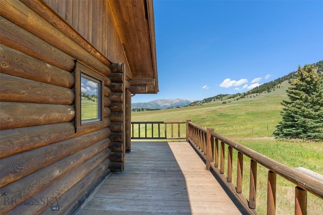3500 Jackson Creek Rd, Bozeman, MT 59715 - wooden deck featuring a view of rural / pastoral area and a mountain view