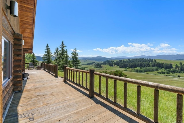 3500 Jackson Creek Rd, Bozeman, MT 59715 - deck featuring a mountain view and a view of countryside