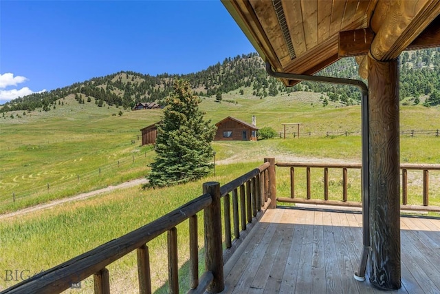 3500 Jackson Creek Rd, Bozeman, MT 59715 - wooden deck with a view of countryside and a mountain view