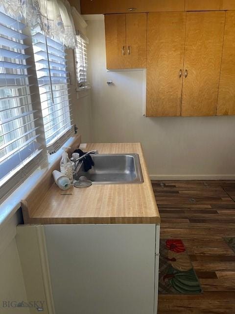 619 Daly St W, Walkerville, MT 59701 - kitchen featuring butcher block counters and dark wood-style flooring