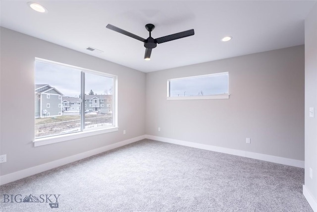 740 Rogers Way Unit B, Bozeman, MT 59718 - spare room with ceiling fan, carpet, and recessed lighting