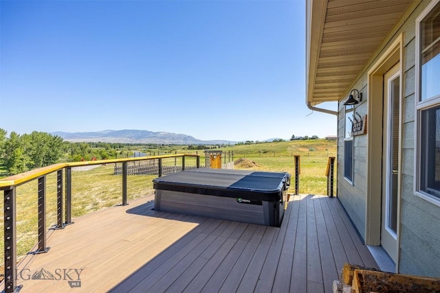 915 Point Of Rocks Rd, Whitehall, MT 59759 - wooden deck with a covered hot tub, a mountain view, and a view of countryside