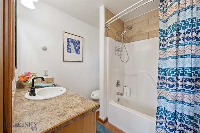 915 Point Of Rocks Rd, Whitehall, MT 59759 - full bathroom featuring vanity, shower / bath combination with curtain, and wood finished floors