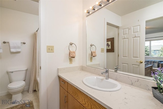 344 Candlelight Meadow Dr, Big Sky, MT 59716 - bathroom featuring vanity, tile patterned floors, and curtained shower