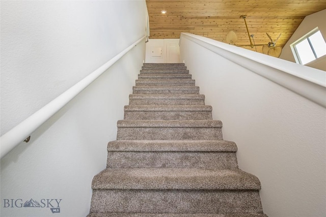 344 Candlelight Meadow Dr, Big Sky, MT 59716 - staircase featuring wooden ceiling