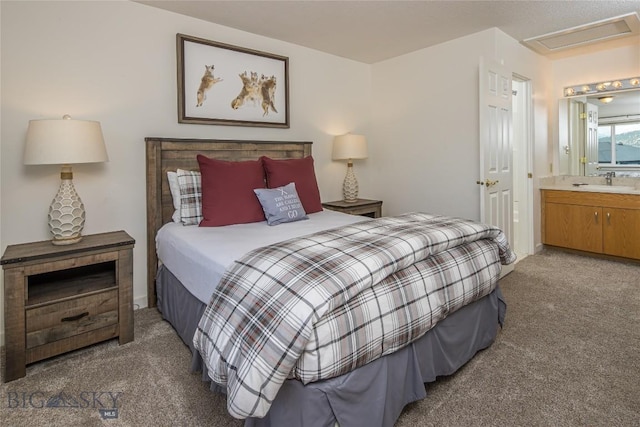 344 Candlelight Meadow Dr, Big Sky, MT 59716 - bedroom with carpet flooring, attic access, and connected bathroom