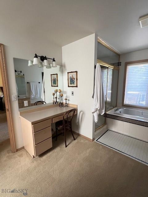 3 Gallatin Unit B, Bozeman, MT 59718 - bathroom with a bath, a shower with door, and vanity