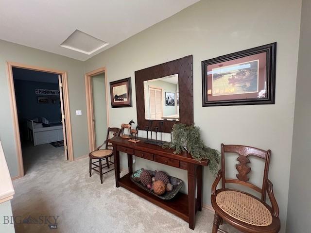 3 Gallatin Unit B, Bozeman, MT 59718 - corridor with attic access and carpet flooring
