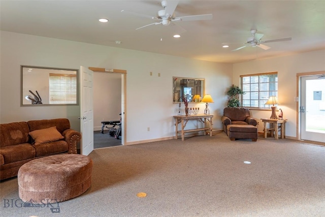 2221D Willow Dr Unit 128, Livingston, MT 59047 - living area with recessed lighting, a ceiling fan, and carpet flooring