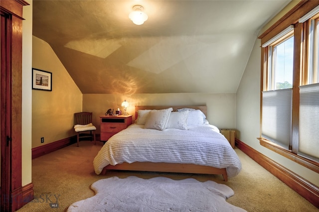 716 W Pine St, Missoula, MT 59802 - carpeted bedroom with vaulted ceiling and baseboards