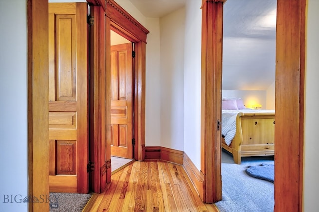 716 W Pine St, Missoula, MT 59802 - hall with baseboards and wood finished floors
