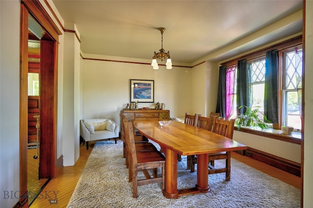 716 W Pine St, Missoula, MT 59802 - dining area with a chandelier and light wood-style floors