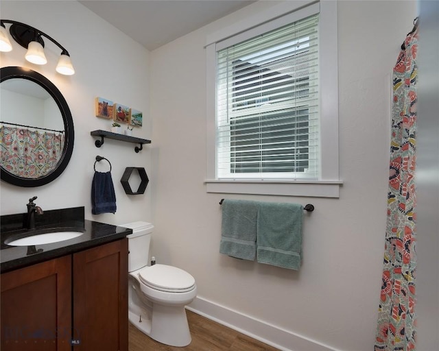 3090 Meah Ln, Bozeman, MT 59718 - bathroom with vanity, wood finished floors, and a shower with curtain