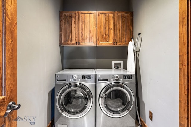 58 Upper Moose Hill Rd, Big Sky, MT 59716 - laundry area with cabinet space and independent washer and dryer
