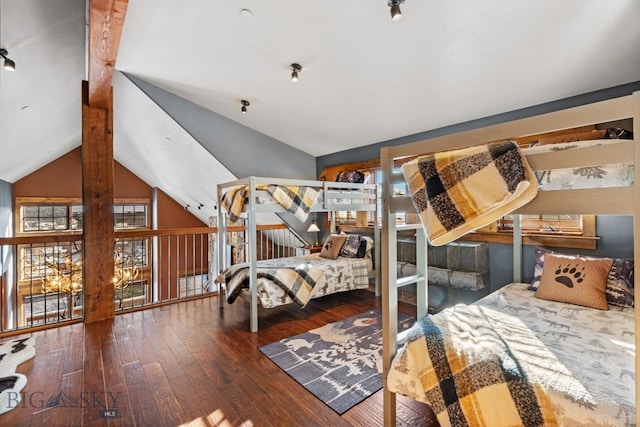58 Upper Moose Hill Rd, Big Sky, MT 59716 - bedroom featuring hardwood / wood-style flooring and lofted ceiling