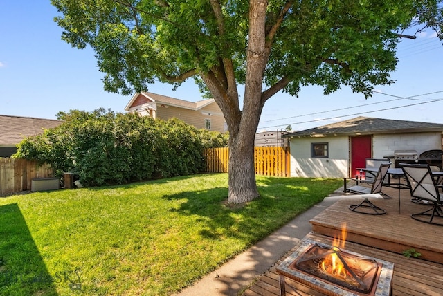 531 N Main St, Livingston, MT 59047 - view of yard with an outdoor fire pit and a deck