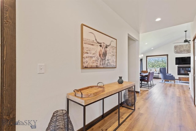 205 Albrey Trl Unit B, Bozeman, MT 59718 - hall with vaulted ceiling, light wood-style floors, and recessed lighting