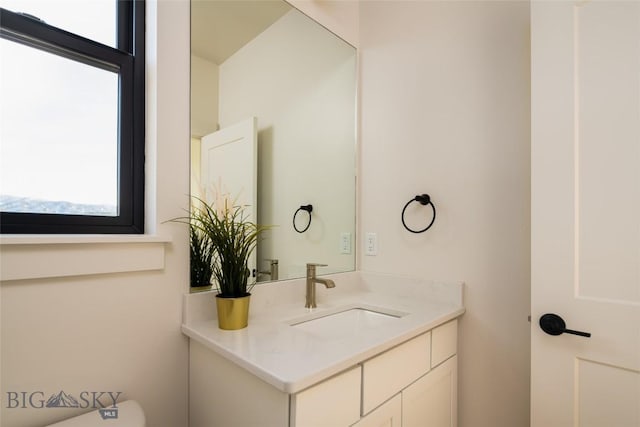 87 Upper Whitefish Dr, Big Sky, MT 59716 - half bath with healthy amount of natural light and vanity