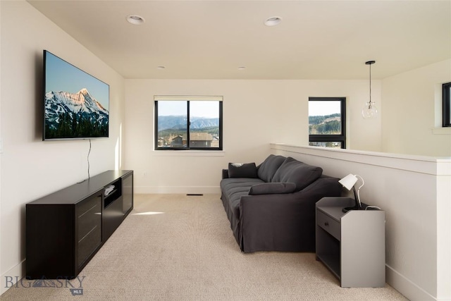 87 Upper Whitefish Dr, Big Sky, MT 59716 - living area with light carpet and recessed lighting