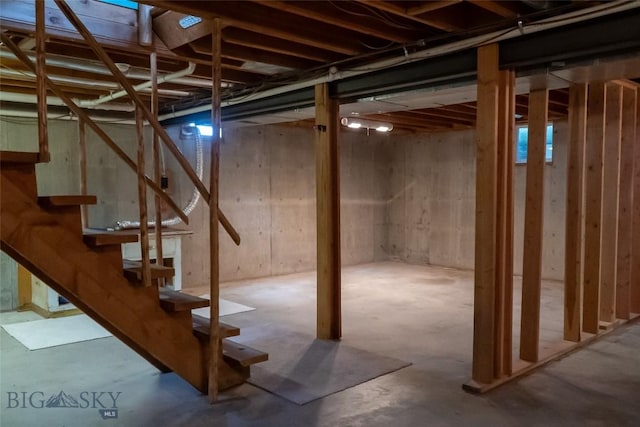 7223 Birdseye Rd, Helena, MT 59602 - unfinished basement featuring stairway