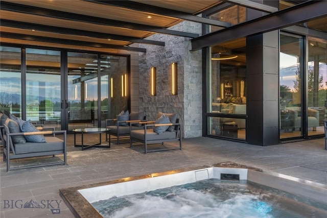 240 Horsetail Rd, Bozeman, MT 59715 - community lobby with expansive windows and beamed ceiling
