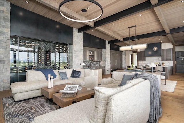 240 Horsetail Rd, Bozeman, MT 59715 - common area with a wooden ceiling with exposed beams