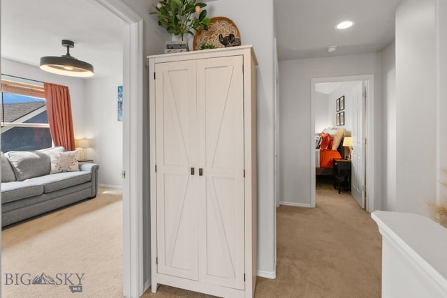 119 Meadow Brook Ln, Belgrade, MT 59714 - hallway featuring light colored carpet and baseboards