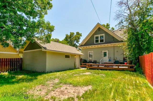 511 W Babcock, Bozeman, MT 59715 - rear view of house featuring a fenced backyard and a deck