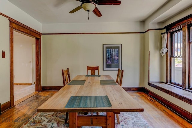 511 W Babcock, Bozeman, MT 59715 - dining room featuring wood finished floors and a ceiling fan