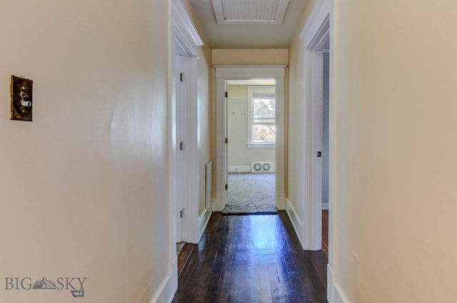 511 W Babcock, Bozeman, MT 59715 - hallway featuring dark wood-style flooring and baseboards