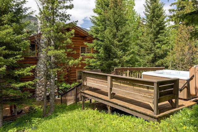 49824 Gallatin Rd, Big Sky, MT 59730 - wooden terrace with a hot tub