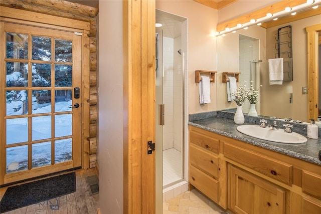 49824 Gallatin Rd, Big Sky, MT 59730 - full bathroom featuring vanity and a shower stall