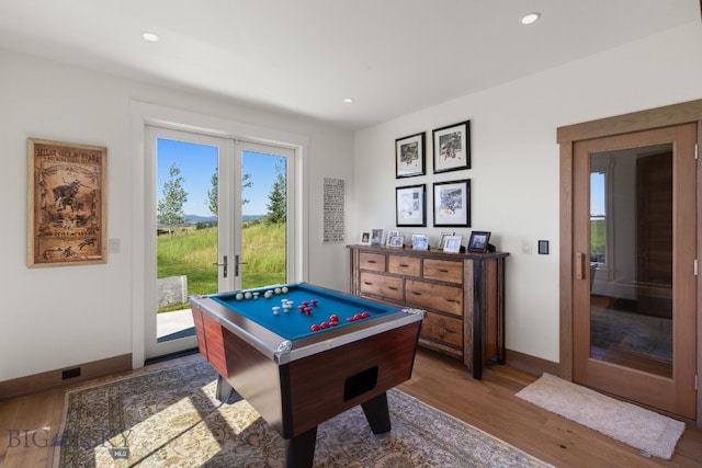 1878 Star Ridge Rd, Bozeman, MT 59715 - rec room with french doors, wood finished floors, recessed lighting, and pool table