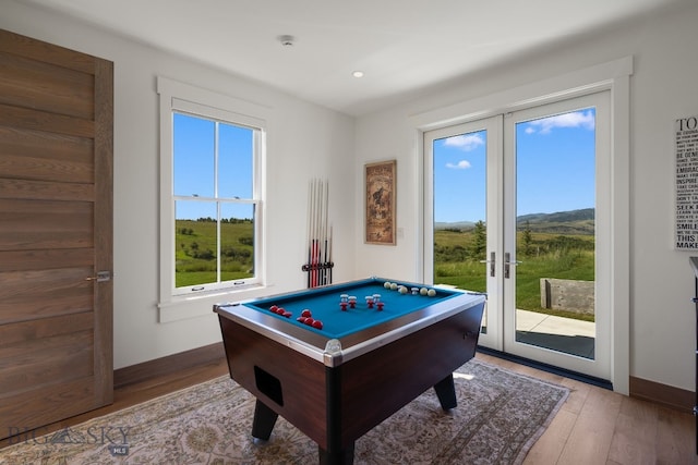 1878 Star Ridge Rd, Bozeman, MT 59715 - rec room featuring french doors, light wood finished floors, and recessed lighting