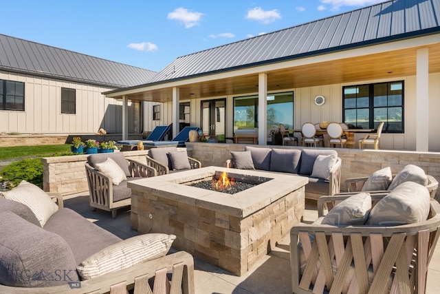 1878 Star Ridge Rd, Bozeman, MT 59715 - view of patio with an outdoor living space with a fire pit