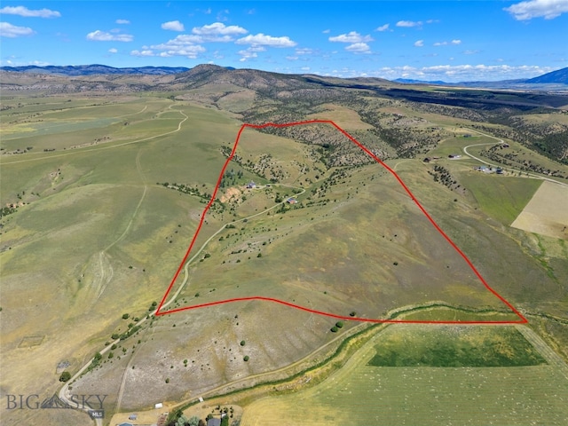 5835 Spaulding Bridge Rd, Belgrade, MT 59714 - view of property location with a mountain backdrop and property parcel outlined